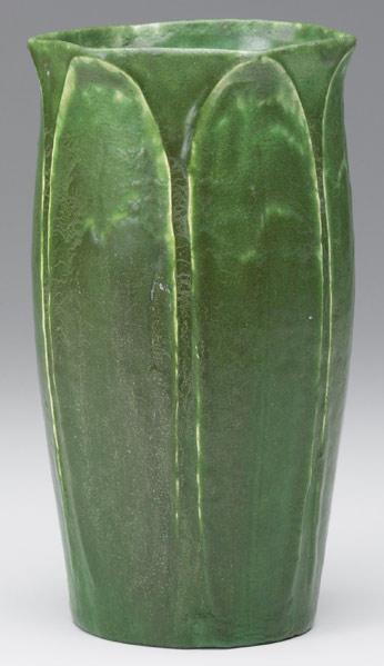 Appraisal: GRUEBY Vase with tooled and applied leaves under matte green