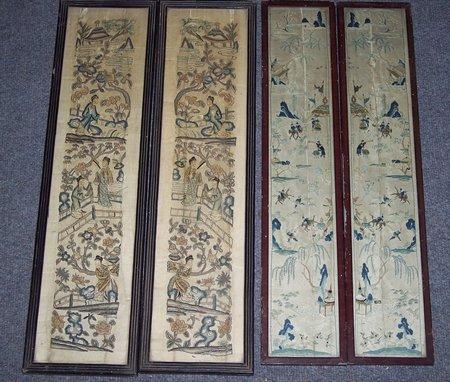 Appraisal: A pair of Chinese needlework panels cm x cm x