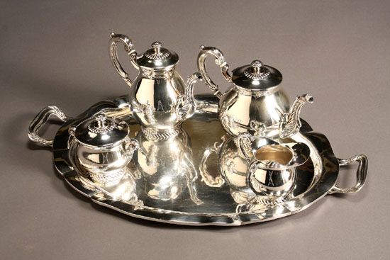 Appraisal: Lot Property of Various Owners Continental Silver Four-Piece Coffee and