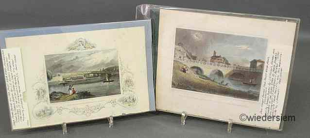 Appraisal: Two early Philadelphia hand-colored engravings- Upper Ferry Bridge and fair