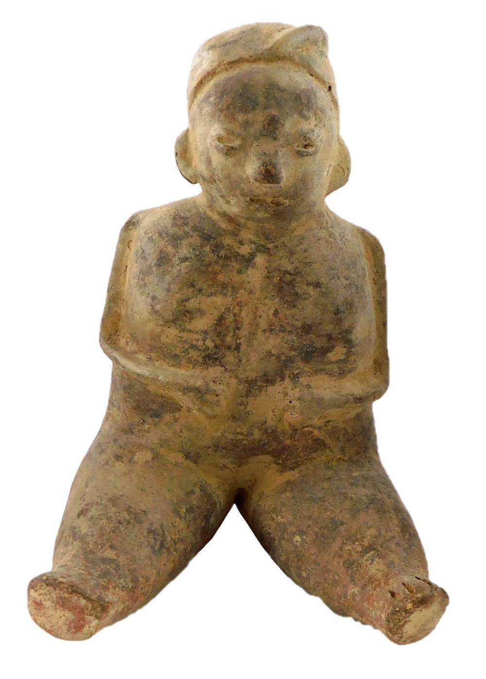 Appraisal: TRIBAL Pre-Columbian pre-classic seated female clay figure probably Michacan or