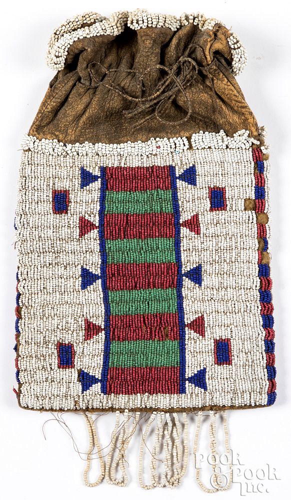 Appraisal: Native American Indian beaded pouch Native American Indian beaded pouch