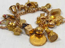 Appraisal: A good carat gold charm bracelet with charms including a