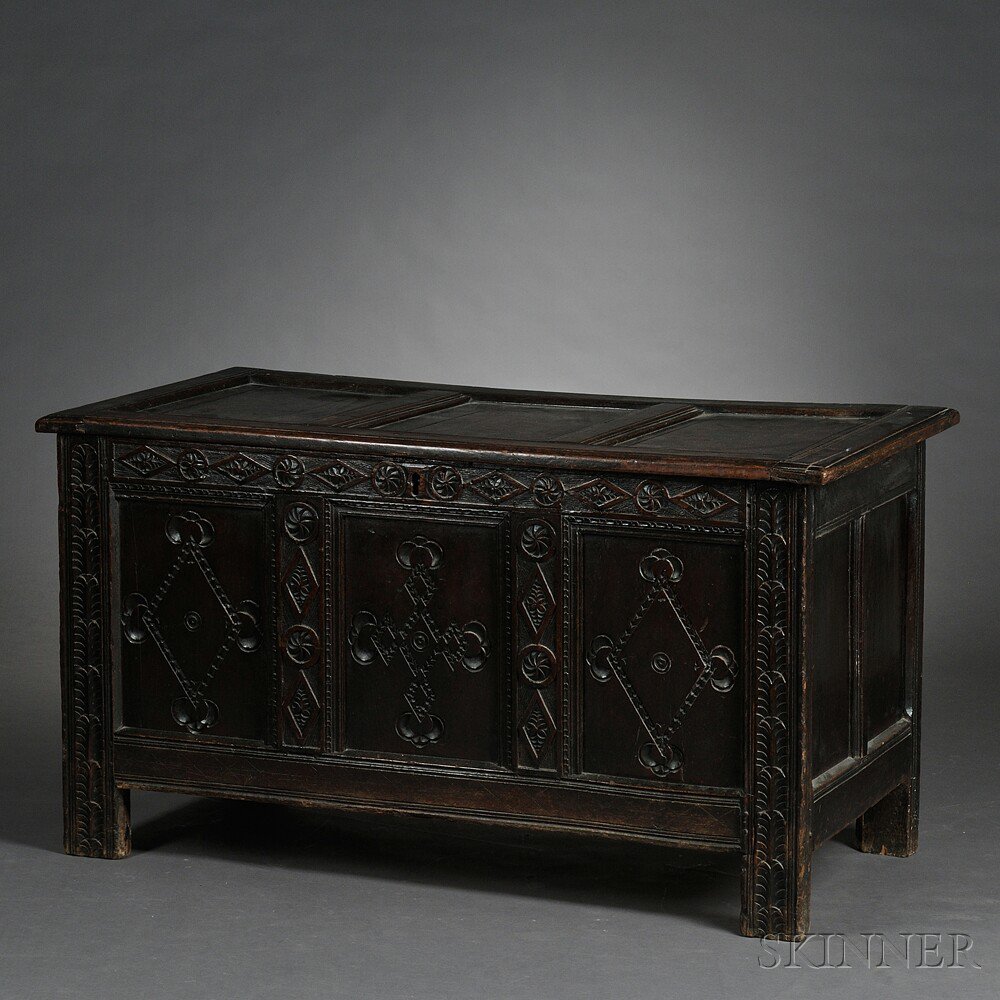 Appraisal: Charles II Oak Coffer th century and later with a