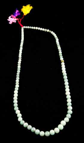 Appraisal: CHINESE GRADUATED STRAND OF CELADON JADE BEADS of attractive even