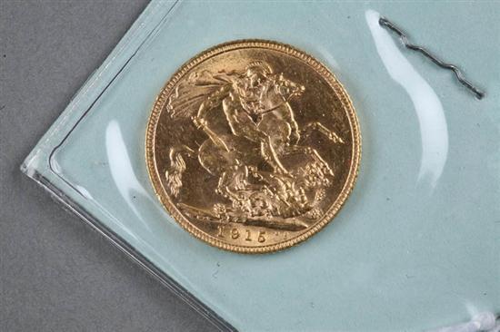 Appraisal: GOLD SOVEREIGN George V on obverse St George and the