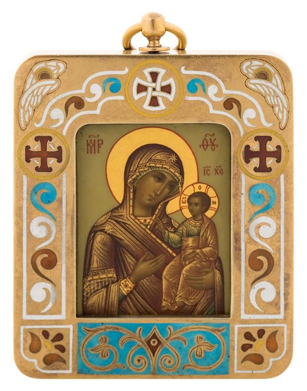 Appraisal: A FABERGE GOLD AND ENAMEL RUSSIAN ICON OF THE MOTHER