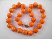 Appraisal: A coral bead necklace the beads measuring approx - mm