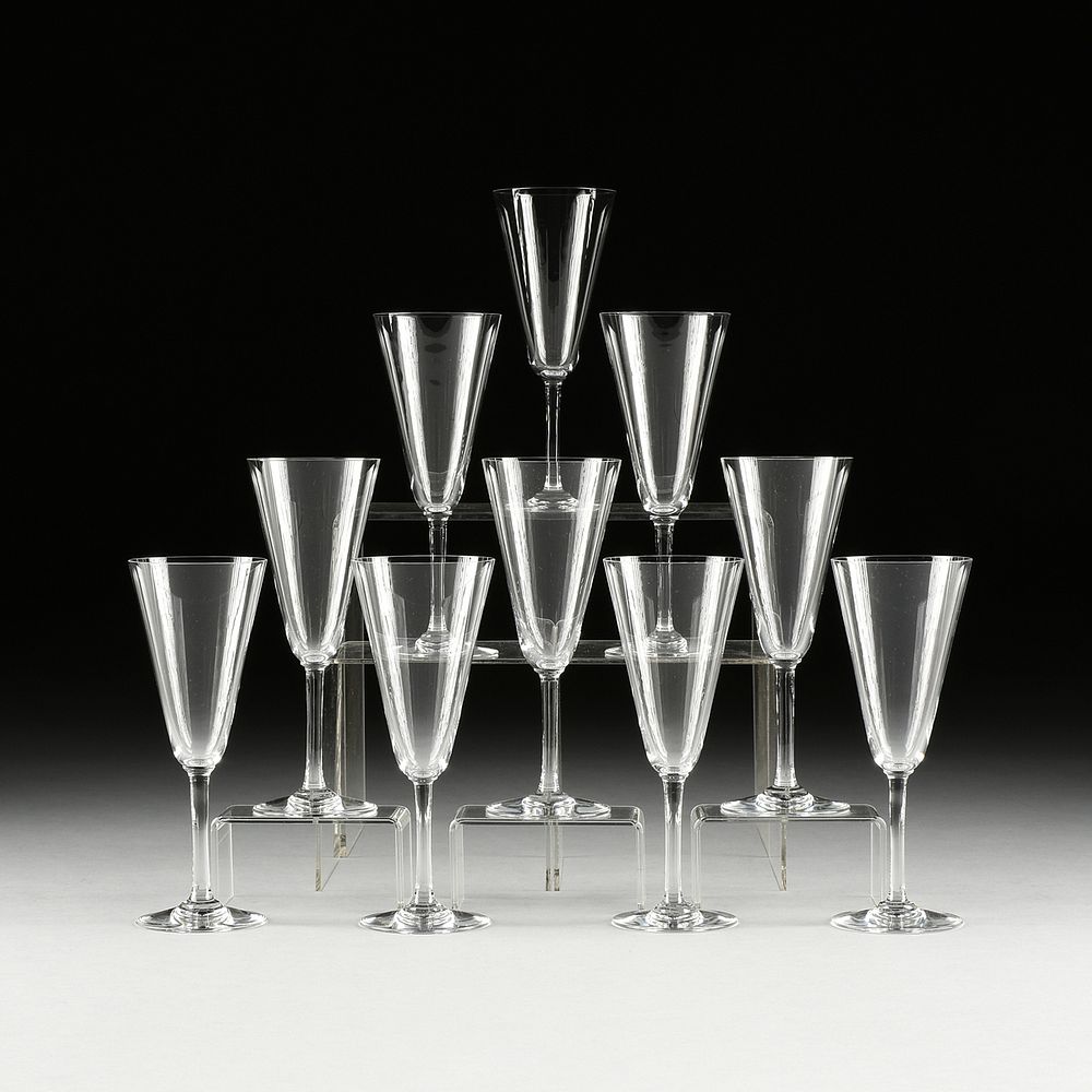 Appraisal: A SET OF TEN BACCARAT CRYSTAL CHAMPAGNE FLUTES PATTERN -