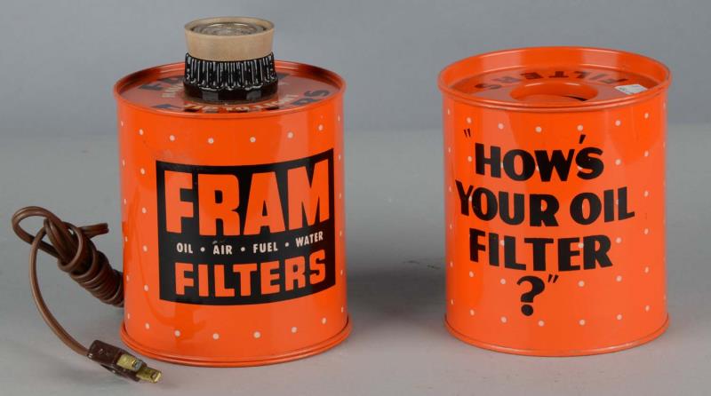 Appraisal: Lot of Fram Filter Lighter and Ashtray Tin lithographed promotional