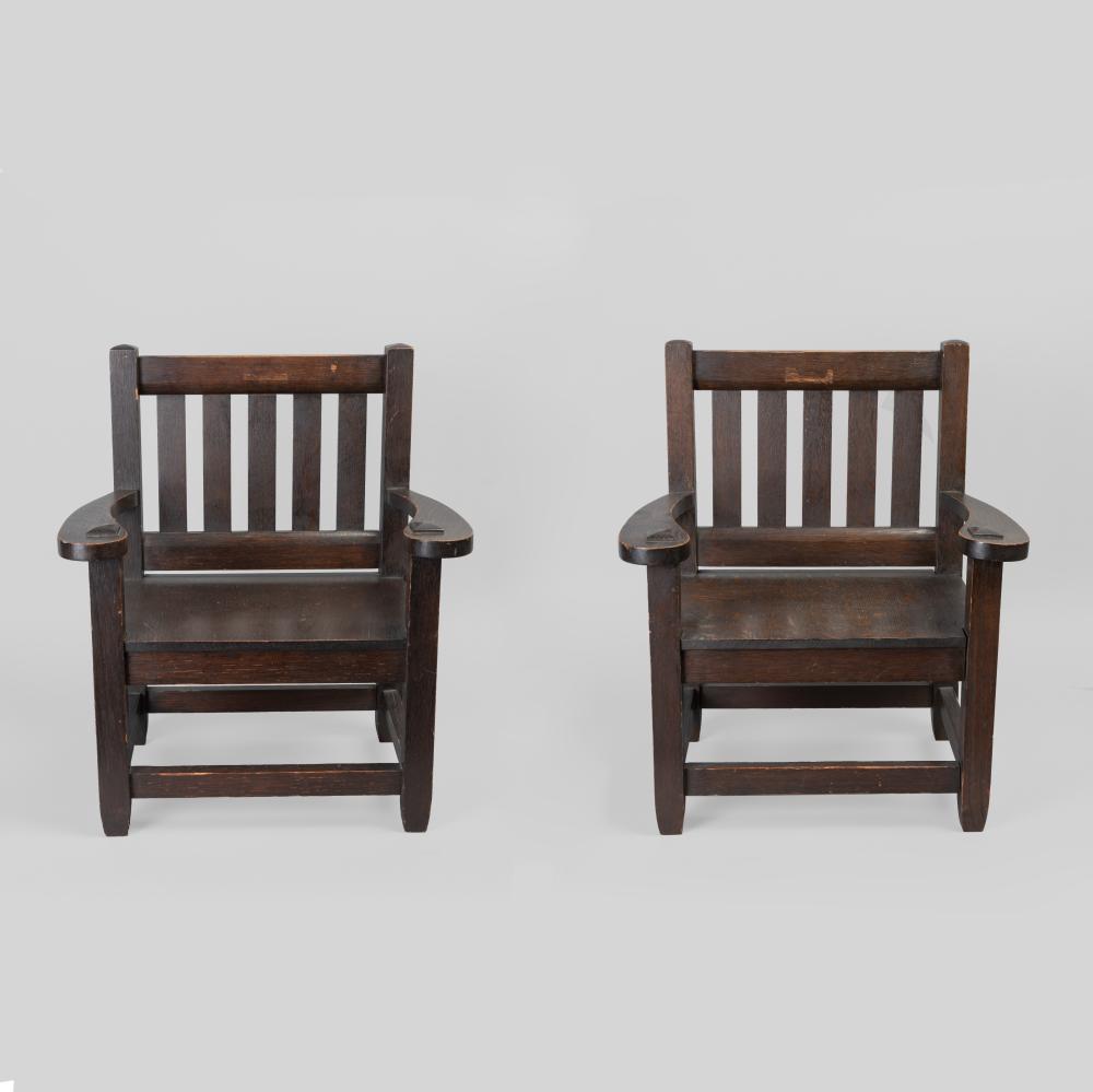 Appraisal: STICKLEY PAIR OF CHILDREN'S CHAIRSStickley Pair of Children's Chairs inscribed