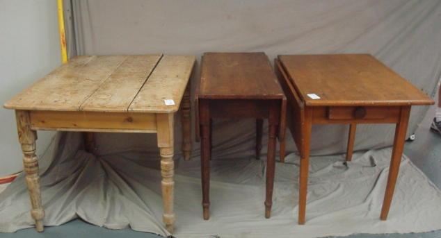 Appraisal: Tables Pine Country Table with Drop Side Bleached Pine Table