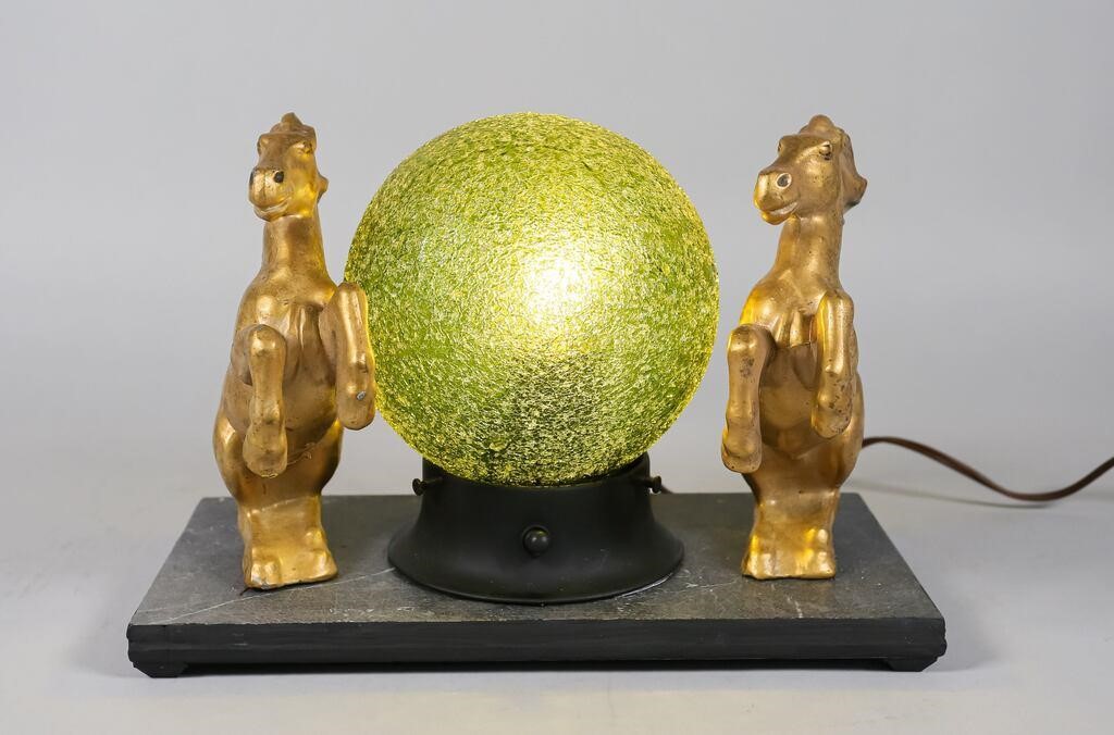 Appraisal: ART DECO HORSE TABLE LAMPArt Deco horse table lamp Gilt