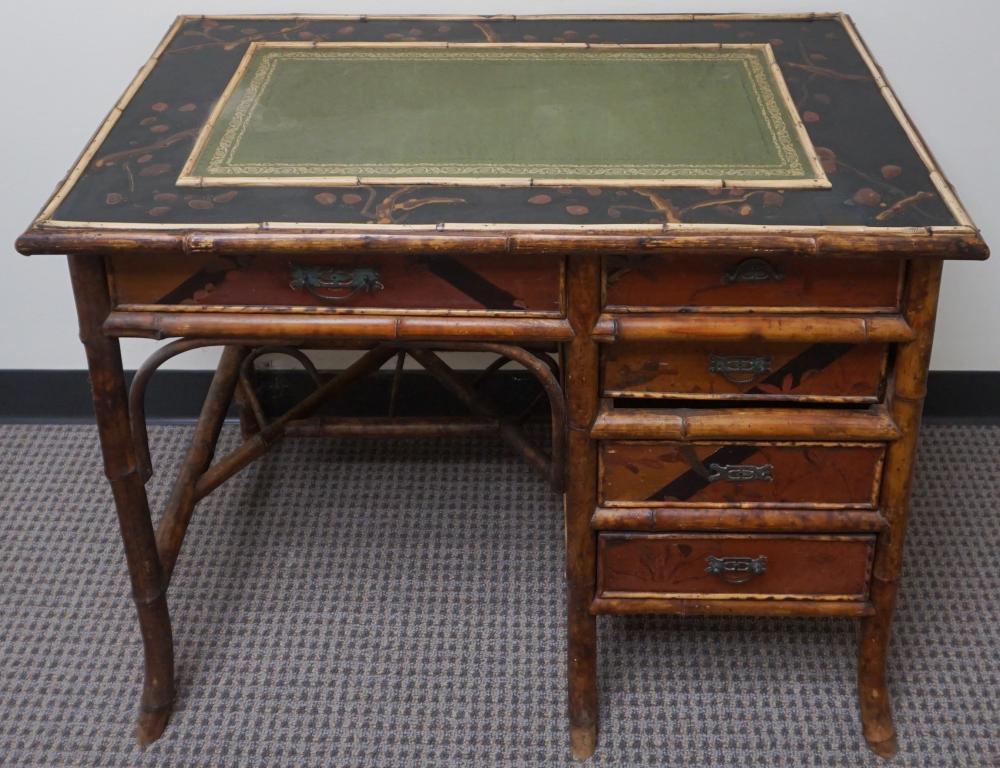 Appraisal: Victorian Aesthetic Movement Rattan and Ebonized Desk x x in