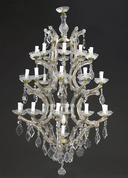 Appraisal: An Italian Rococo style thirty light chandelier The scrolling candle