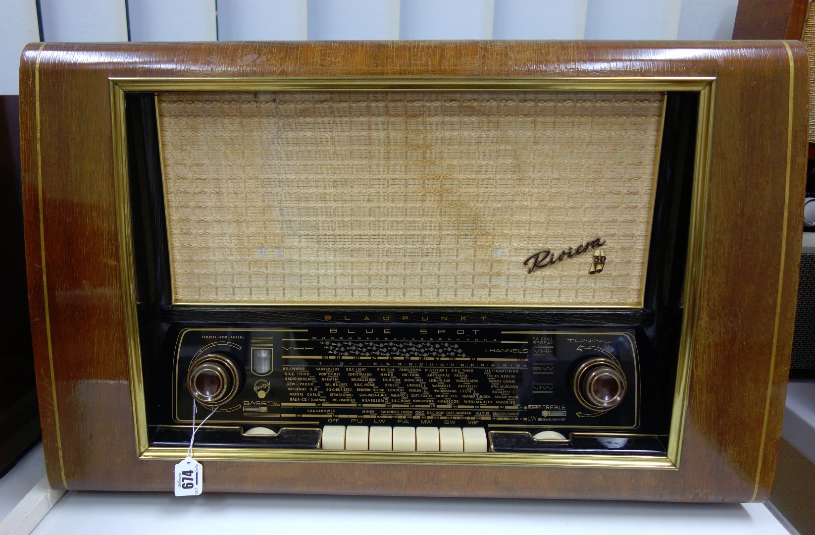 Appraisal: A Blaupunkt Riviera d multi-band transistor radio in gilt band