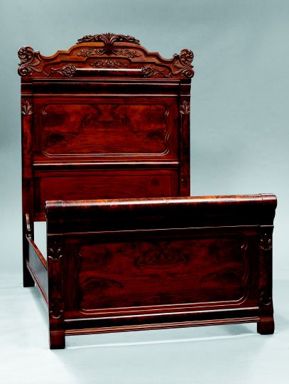 Appraisal: American Late Victorian Circassian Walnut and Walnut High-Back Bedstead fourth