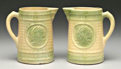 Appraisal: Two Indian salt glaze pitchers green and cream with lattice