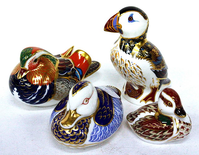 Appraisal: FOUR ROYAL CROWN DERBY IMARI PATTERN PAPERWEIGHTS including three ducks