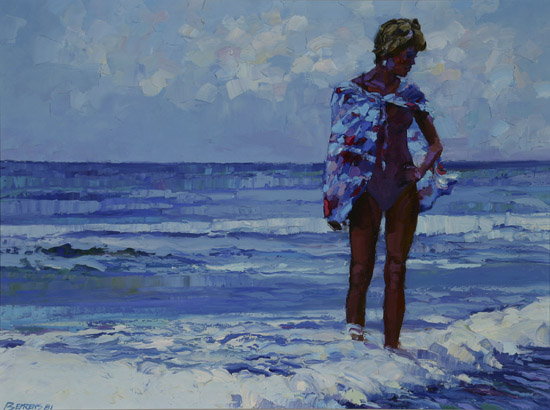 Appraisal: Howard Behrens American b Walking Along the Shore Signed Behrens