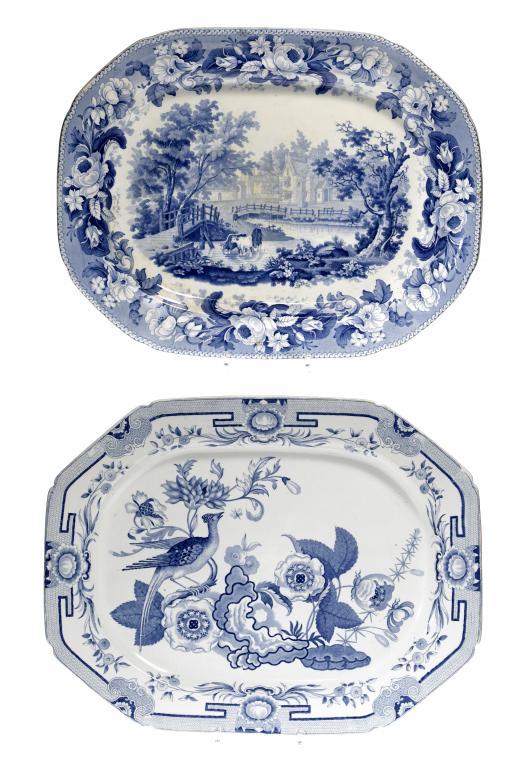 Appraisal: A DAVENPORT BLUE PRINTED EARTHENWARE MEAT DISH with the Cows