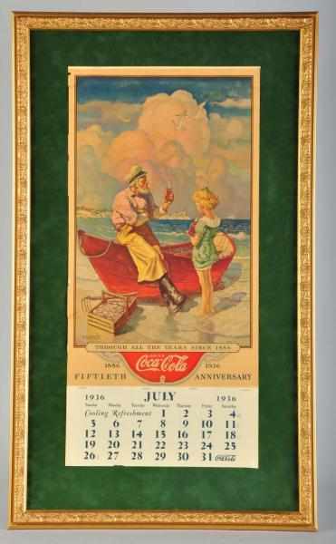 Appraisal: Coca-Cola Calendar Description Framed under glass Original metal strip and