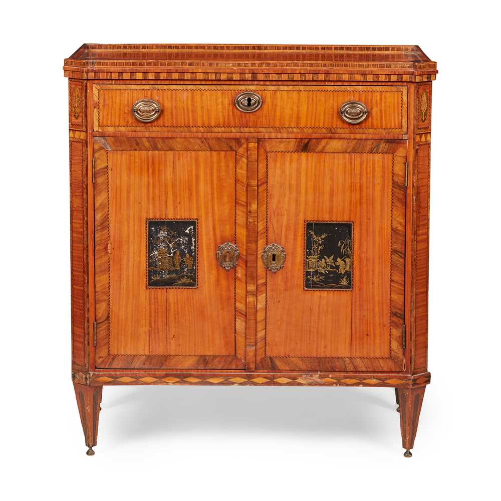 Appraisal: DUTCH NEOCLASSICAL SATINWOOD AND JAPANNED SIDE CABINET TH CENTURY the