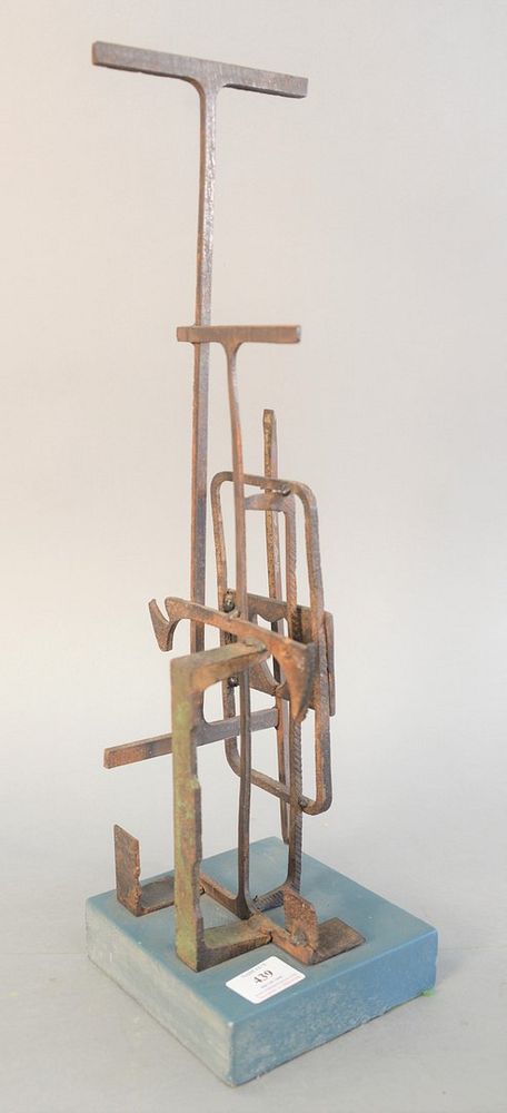 Appraisal: Brutalist iron sculpture unsigned ht Brutalist iron sculpture unsigned ht