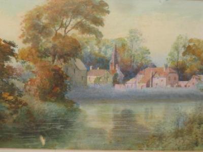 Appraisal: WILLIAM ASHTON Autumnal River Scene with Village in the Background