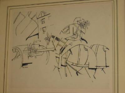 Appraisal: ANDRE MARE French - Artillerie pen drawing signed label verso