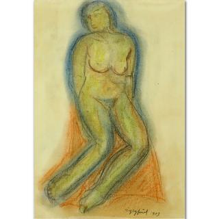 Appraisal: Jozsef Egry Hungarian - Colored chalks on paper Female Nude