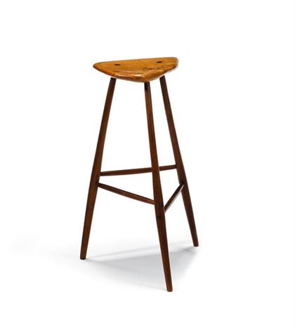 Appraisal: Wharton Harris Esherick - sculpted walnut three leg stool Incised