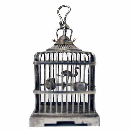 Appraisal: A Chinese Export Miniature Silver Bird Cage circa the hook