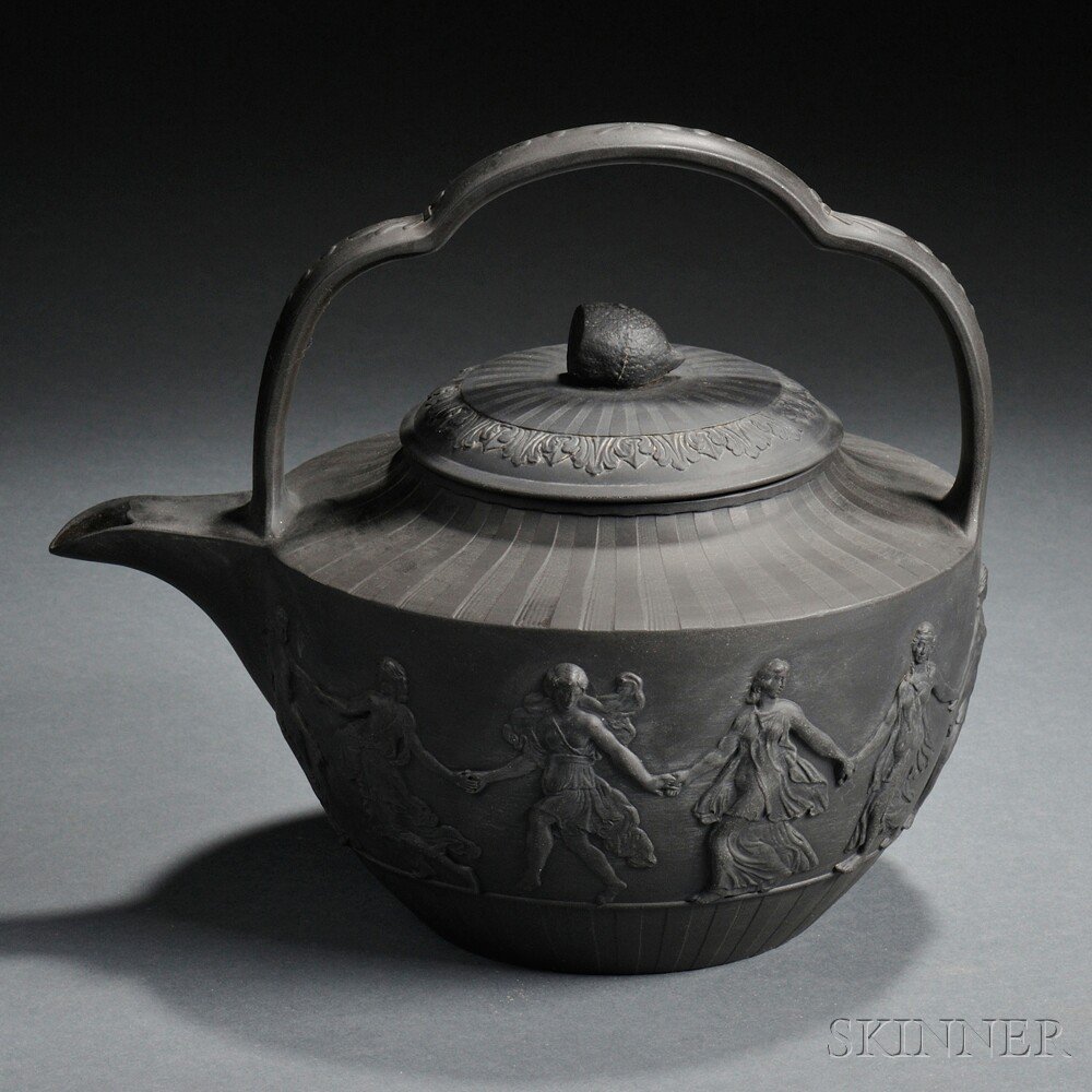 Appraisal: Wedgwood Black Basalt Tea Kettle and Cover England early th