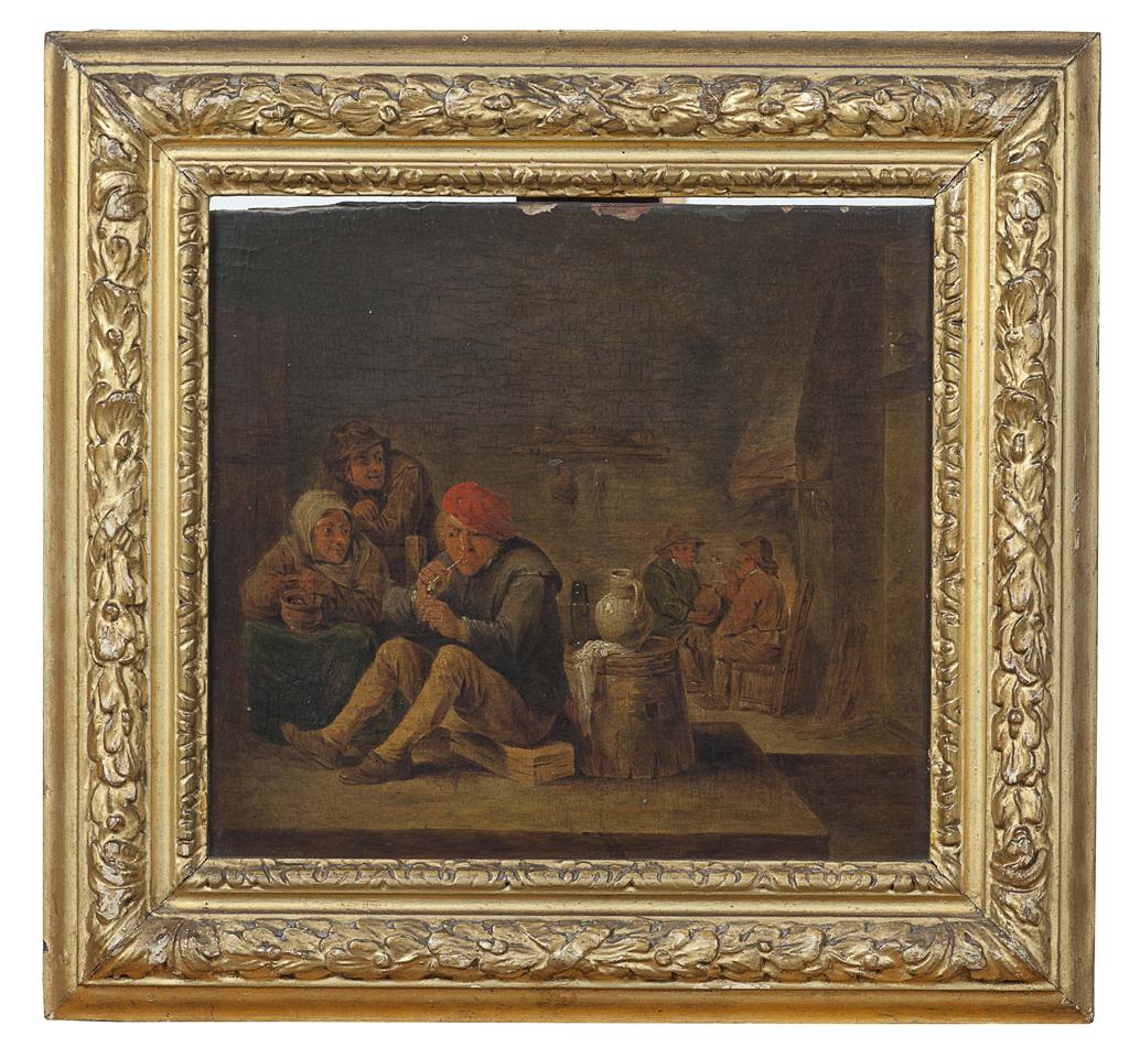 Appraisal: MANNER OF DAVID TENIERS A TAVERN INTERIOR WITH MAN LIGHTING