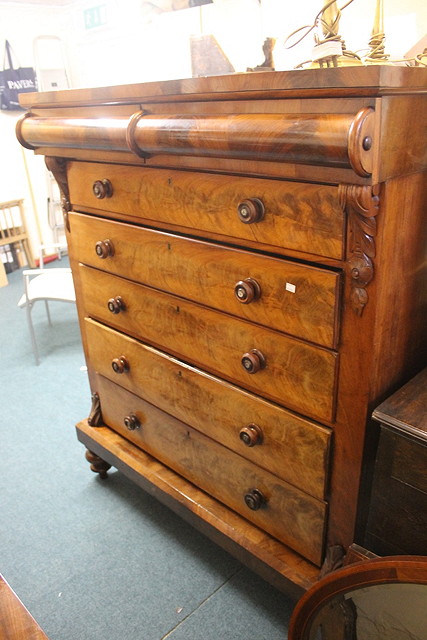 Appraisal: A LARGE VICTORIAN MAHOGANY CHEST of five long drawers with