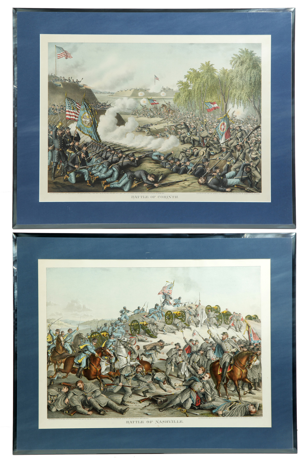 Appraisal: TWO FRAMED KURZ AND ALLISON CIVIL WAR BATTLE PRINTS Chicago