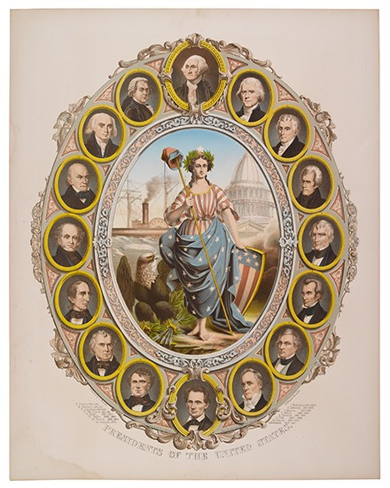 Appraisal: PRESIDENTS--PRINTS Presidents of the United States Chromolithograph x inches faint