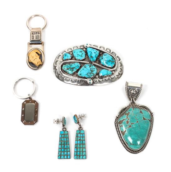 Appraisal: Sale Lot A Collection of Southwestern Silver and Turquoise Jewelry