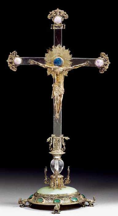 Appraisal: CRUCIFIX Early Baroque probably German th century Rock crystal silver