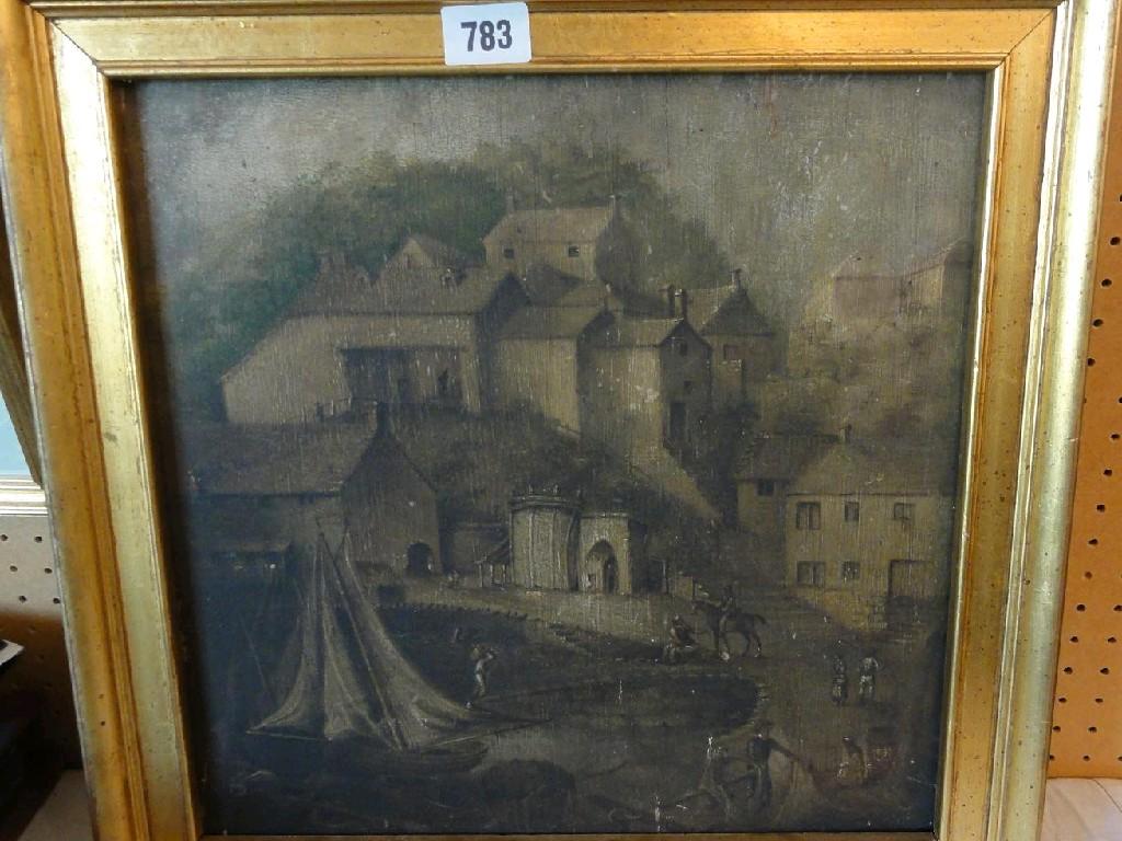 Appraisal: An early th century oil painting on wooden panel showing