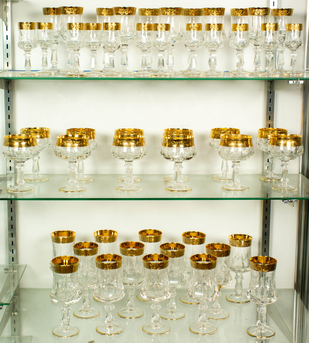 Appraisal: LOT OF SUITE OF GILT RIMMED CUT GLASS STEMWARE Lot