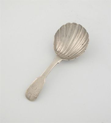 Appraisal: A George III Irish Fiddle spoon with fluted bowl initialled