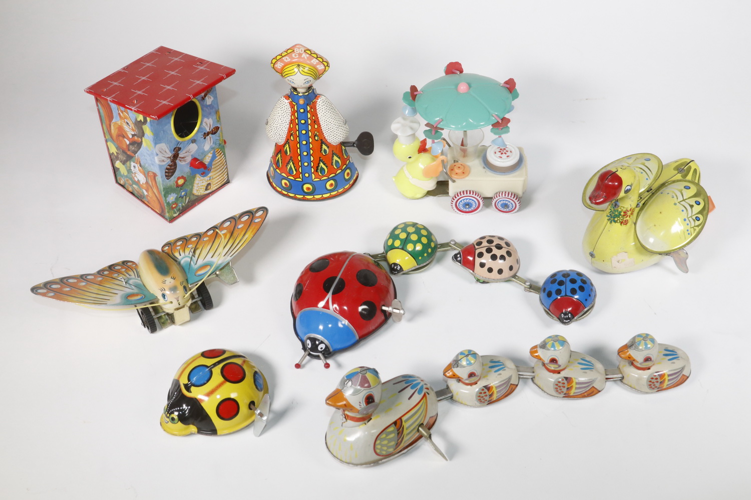 Appraisal: CONTEMPORARY TIN LITHO TOYS Including SH Wind-up String of Ladybugs