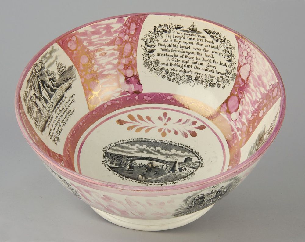 Appraisal: SUNDERLAND LUSTRE BOWL Circa With decoration of A West View