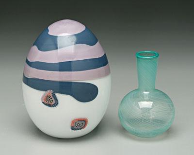 Appraisal: Two art glass vases one egg shaped signed on bottom