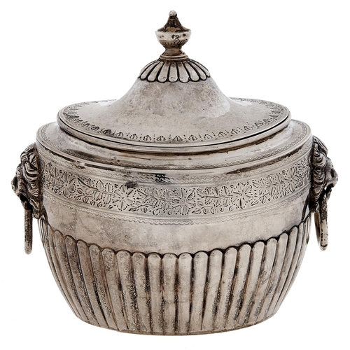 Appraisal: A Victorian oval silver tea caddy with domed lid and