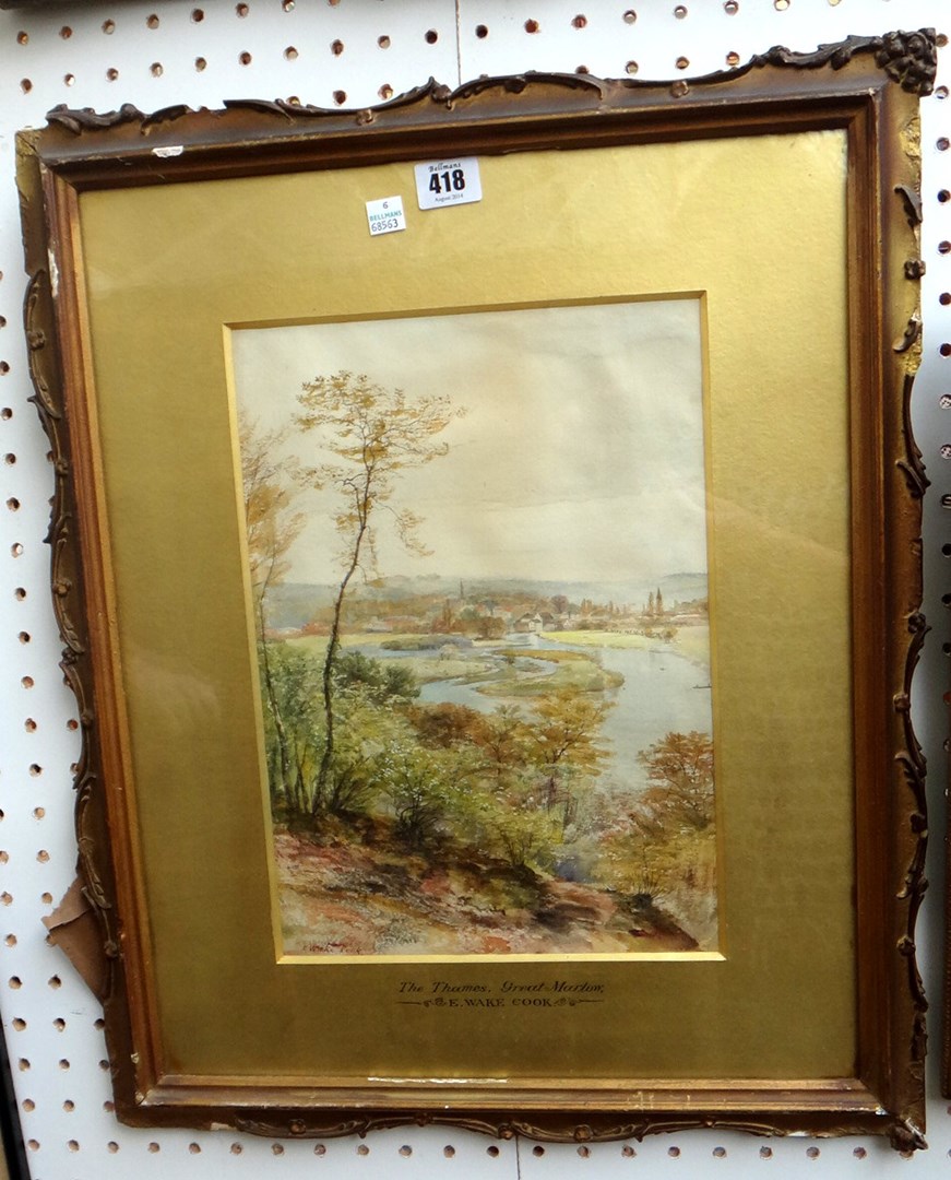 Appraisal: Ebenezer Wake Cooke - The Thames Great Marlow watercolour signed