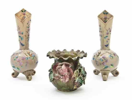 Appraisal: A Pair of Victorian Molded Glass Bud Vases each of