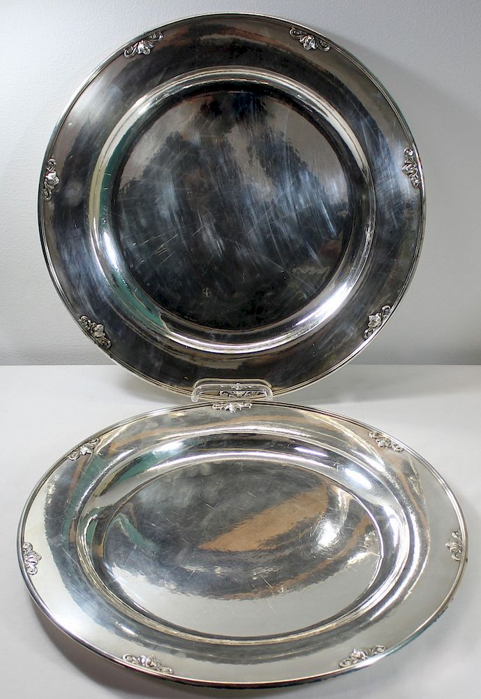 Appraisal: STERLING Pair of Georg Jensen Trays Includes a pair of